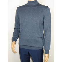 Men's Sweater Knit By BRANGO Turkey Mock Neck Cotton Blend 21050 Indigo Blue image 6