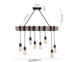 Farmhouse Rustic 8 Lights Kitchen Island Pendant Light with Wood Accents - £289.26 GBP