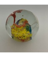 VINTAGE Handmade Paperweight Crystal Ball Flower Burst Glass Orb Globe G... - £19.51 GBP