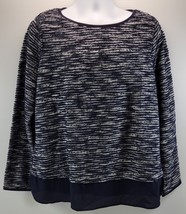 L) Croft &amp; Barrow Woman Fuzzy Striped Blue Lightweight Sweater XXL - $16.65 CAD