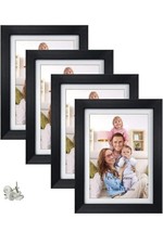 5x7 Picture Frame Set of 4 Black with White Matting - £7.76 GBP