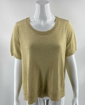 Lisa Rinna Womens Sweater Sz Large Gold Shimmer Sparkly Lightweight Pull... - £23.37 GBP