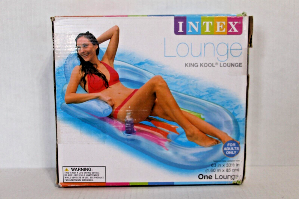 Intex King Kool Lounge Inflatable Swimming Pool Lounger Float Headrest Cupholder - $16.88