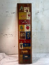 Vintage Hand Painted Folk Art Wooden Plaque Sign Home Crazy Quilt Signed CB - £18.07 GBP