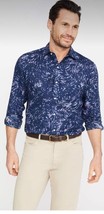 I.McLaughlin Men&#39;s Blue Purple Floral Linen Soft Shirt Size XL - £65.63 GBP