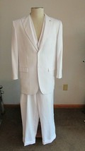 Falcone / Stacy Adams 5pc Suit Set White Jacket Vest Pants Belt Tie 40R/33R Euc - £87.87 GBP