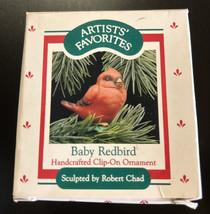 Vintage Hallmark Keepsake Handcrafted Ornament &quot;BABY REDBIRD&quot; Clip-On 1988 - £11.68 GBP