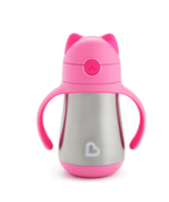  Munchkin Cool Cat Stainless Steel Straw Cup 8 Ounce Pink - £15.63 GBP