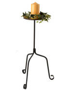 PLANT &amp; CANDLE FLOOR STAND Scrolled Wrought Iron AMISH BLACKSMITH USA HA... - £59.29 GBP