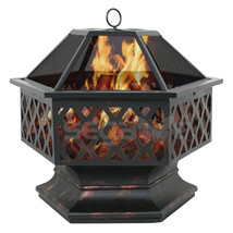 Hex Shaped Patio Fire Pit Outdoor Home Garden Backyard Firepit Bowl Fire... - £84.83 GBP