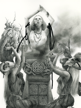 The Ritual - Original Art, Graphite Occult Pagan Fantasy Drawing  - $650.00
