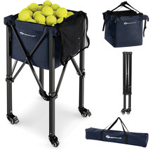 Foldable Tennis Ball Hopper Basket Portable Travel Teaching Cart W/Wheel... - £97.59 GBP