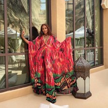 2021 Newest Fashion Long  Dress  Chiffon Two Piece Pants Set Dashiki Print Abaya - £144.32 GBP