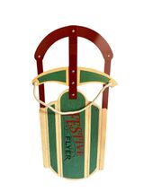 Hallmark FESTIVE FLYER home decor wood sled 15&quot; long, red &amp; green  - $93.24 MXN