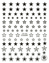 Nail Art Large Solid &amp; Hollow Black Stars Perfect 3D Art Nail Sticker CB046 - £2.66 GBP