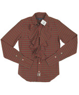 NEW Polo Ralph Lauren Womens Shirt!  Red Plaid with Long Cuffs  Ruffle F... - $75.21 CAD