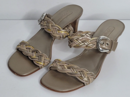 Brighton Fiji Womens Sandals 8.5 Heels Pumps Braided Strap Open Toe Slip On - £19.97 GBP