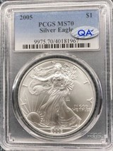 2005- American Silver Eagle- PCGS- MS70- QA Check - £171.32 GBP