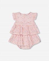 Deux Par Deux girls little flowers organic cotton romper in Pink - £35.48 GBP