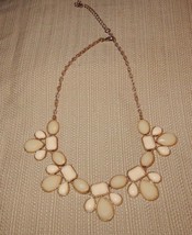 Lovely vintage cream colored plastic beaded bib choker necklace - £11.99 GBP