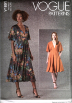 Vogue V1801 Misses L to XXL Easy Deep V Neck Dress UNCUT Sewing Pattern - $19.65