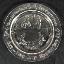 See-Saw Margery Daw Indiana Clear Glass Divided Child&#39;s Plate by TIARA Dog &amp; Cat - £9.51 GBP