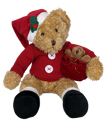 Russ Christmas Bear Plush Sammy Santa With Toy Bag Christmas Décor - £12.58 GBP