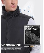 Mens Black Water-Resistant Quilted Puffer Vest With Zipper Closure Sz Large - $172.27 MXN