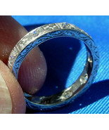 Earth mined Diamond Deco Wedding Band Antique Platinum Eternity Annivers... - £2,218.11 GBP