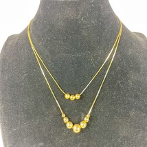 Double Layer Gold Tone Graduated Beads Charms Herringbone chain Necklace - $19.79