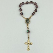 Prayer Beads Catholic Mini Pocket Rosary Aurora Borealis Gold Tone Italy... - $9.50