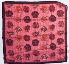 VTG Elaine Gold For Collection Red Roses Types Thin 20&quot; Square Sheer Pol... - $23.76