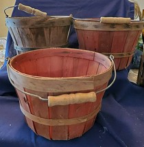 THREE SMALL ORCHARD BASKETS WITH HANDLES - £21.88 GBP