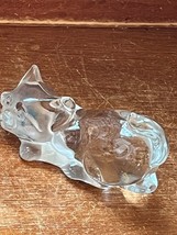 Vintage Small Fenton Marked Clear Glass Playful Kitty Cat Kitten Figurine or Pap - $11.29