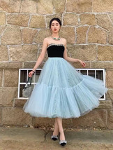 Light BLUE Tiered Tulle Skirts Women's Layered Tulle Skirt Holiday Skirt Outfit  image 1
