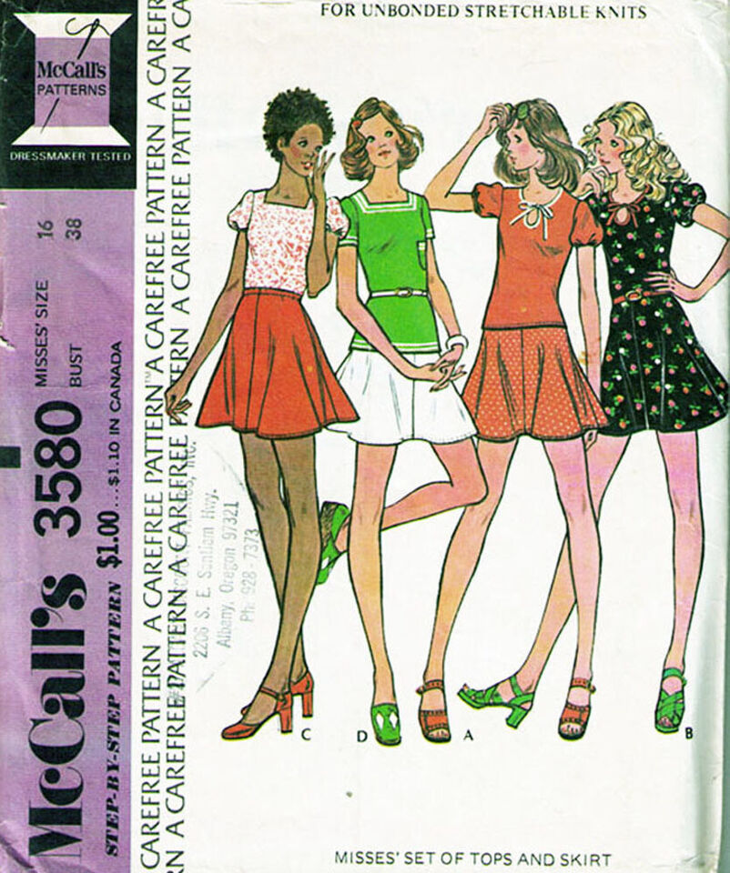 Primary image for Misses' KNIT TOPS & SKIRT Vintage 1973 McCall's Pattern 3580 Size 16