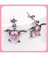 New Beautiful PINK Opal Sea Turtle Miniature Stud Earrings Darling Sea T... - $7.00