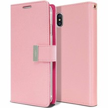 GOOSPERY Rich Diary Leather Wallet Case for iPhone 12 Pro Max 6.7&quot; PINK - £6.84 GBP