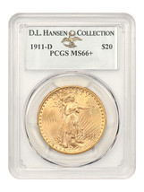 1911-D $20 PCGS MS66+ ex: D.L. Hansen - £8,532.59 GBP