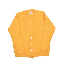 Vintage Jeana Wool Cardigan Sweater Womens 38 S Yellow Cable Knit Raglan... - $32.03