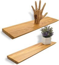 Wood Floating Shelves Set Of 2: Rustic Shelf 24&quot; Wide Wooden, 24 X6.5 Live Edge - £79.12 GBP