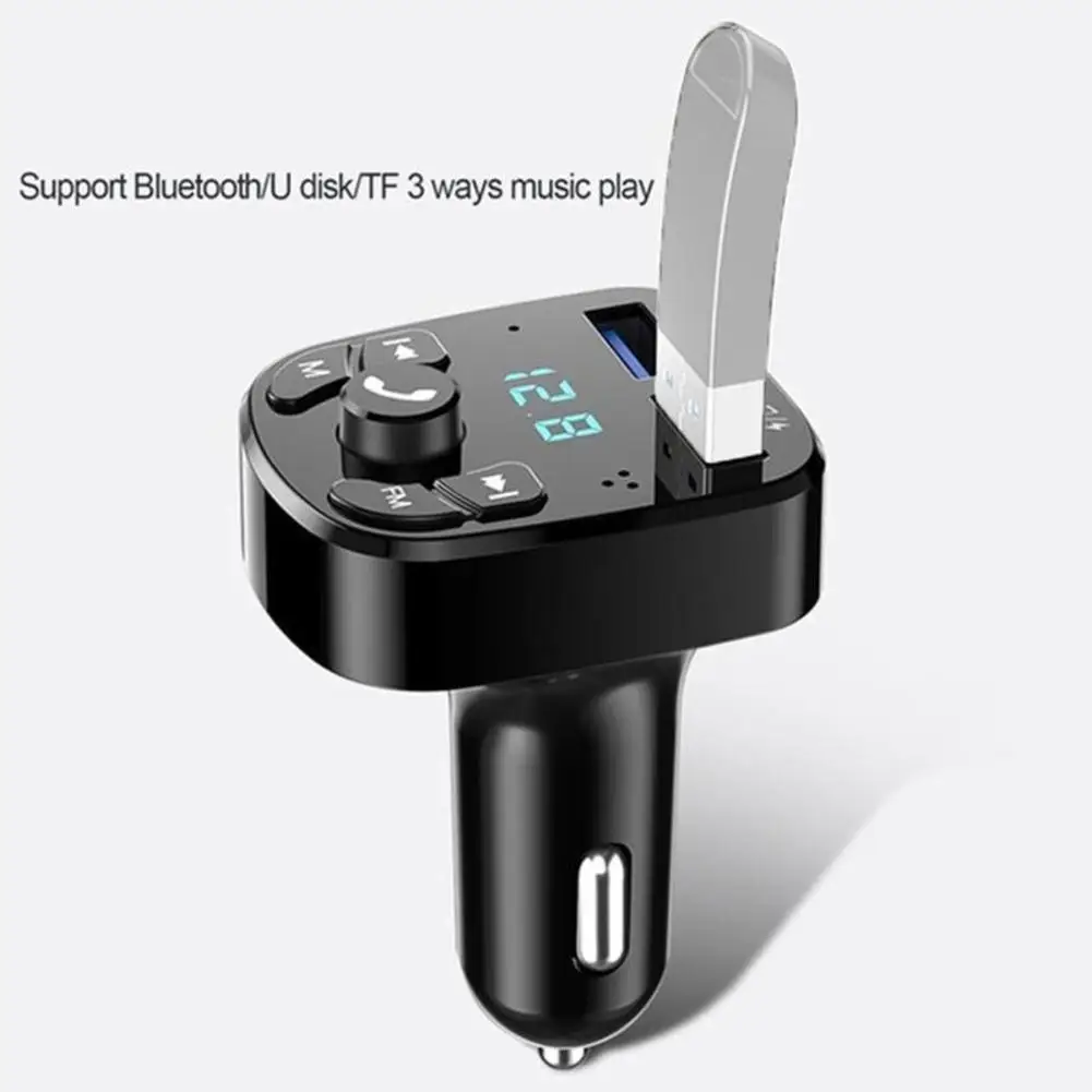 Car Bluetooth FM Transmitter 5.0 - Wireless Handsfree Kit with Dual USB Charge - £12.57 GBP