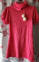 NWT Women&#39;s Takya Fashion Pink White Pom Pom Turtleneck Sweater Dress Si... - $40.00