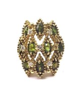 14k Yellow Gold Vintage Women&#39;s Cocktail Ring W/Marquise Shape Peridot D... - $11,532.10 MXN