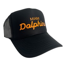 NEW MIAMI DOLPHINS SPORTS BLACK ORANGE HAT 5 PANEL HIGH CROWN TRUCKER SN... - £16.85 GBP