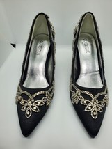 Classique Rhinestone Black Pumps Prom Homecoming Wedding Size 9M 3in Heel - £11.87 GBP