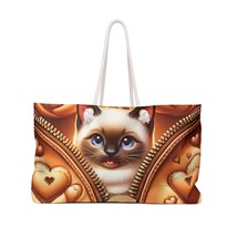 Weekender Bag, Cute Cat, Siamese, Valentines Day, Large Weekender Bag, Beach Bag - £39.20 GBP