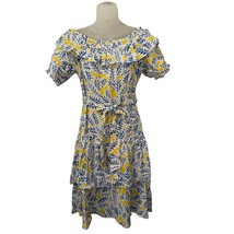 Stellah Dress Womens  Off Shoulder Belted Tiered skirt size M  Tropical Print - £31.61 GBP
