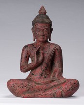 Bouddha - Ancien Khmer Style Assis Bois Statue de Teaching Mudra - 34cm/14 &quot; - £389.56 GBP