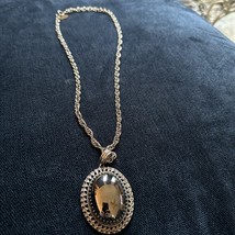 Vintage Whiting &amp; Davis Signed Silver Hematite Pendant Necklace - $331.29 MXN